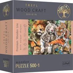 Trefl Wood Craft Origin Puzzle Divje mačke v džungli 501 kosov