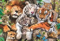 Trefl Wood Craft Origin Puzzle Divje mačke v džungli 501 kosov