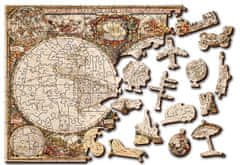 Wooden city Lesena sestavljanka Starodavni zemljevid sveta 2v1, 75 kosov ECO