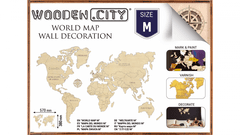 Wooden city Leseni zemljevid sveta mesta lesen velikost M (57x38cm)