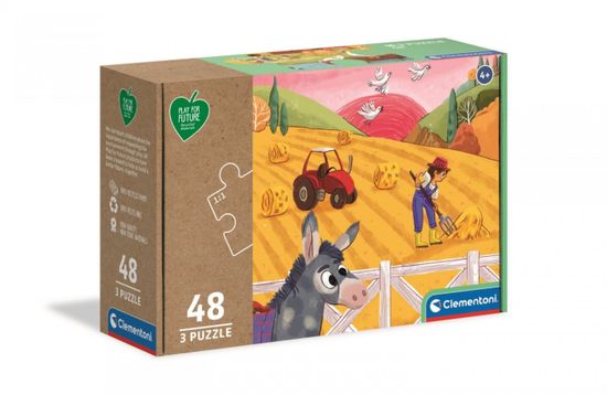 Clementoni Igra za prihodnost Puzzle Živali na kmetiji 3x48 kosov