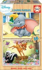 Educa Lesena sestavljanka Dumbo in Bambi 2x16 kosov