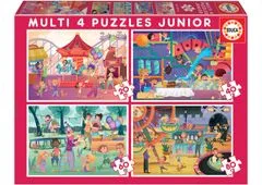 Educa Puzzle Zabaviščni park in otroška zabava 4v1 (20,40,60,80 kosov)