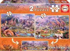 Educa Puzzle Panorama Divje živali 2x100 kosov