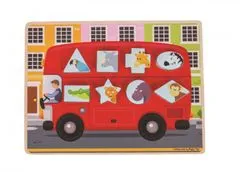 Bigjigs Toys Vstavljiva sestavljanka avtobus z živalmi