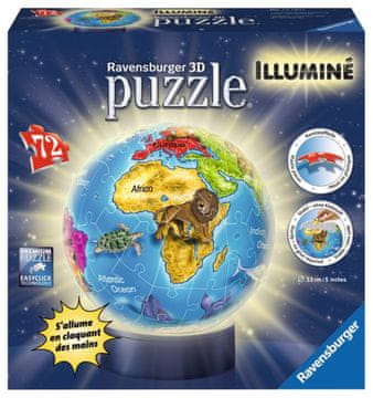 Ravensburger 3D svetleča sestavljanka Globus 72 kosov