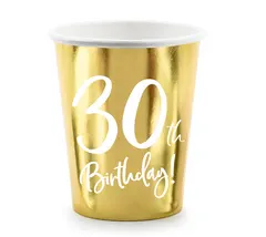 PartyDeco Papirnate skodelice zlati rojstni dan 30 let - 220ml 6 kosov -