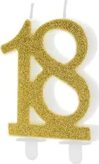 PartyDeco sveča zlata številka 18