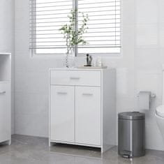 Greatstore Kopalniška omarica visok sijaj bela 60x33x80 cm iverna plošča
