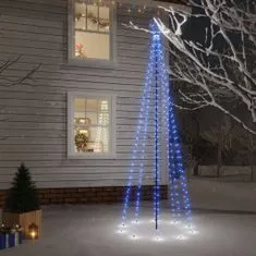 Greatstore Božično drevo s konico 310 modrih LED diod 300 cm