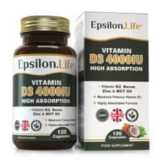 Epsilon Life Vitamin D3 K2 Cink kapsule, 120 kapsul