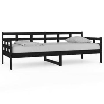 Vidaxl Dnevna postelja črna trdna borovina 80x200 cm