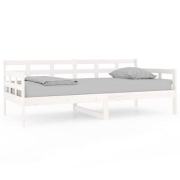 Vidaxl Dnevna postelja bela trdna borovina 90x190 cm