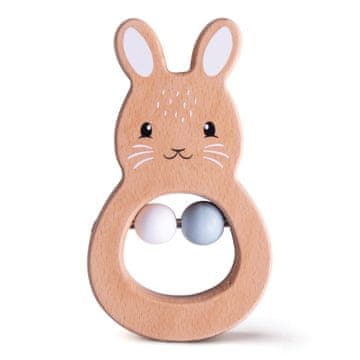 Bigjigs Toys Bigjigs Baby Lesena ropotuljica zajček