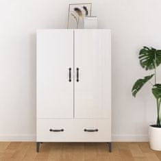 Vidaxl Visoka omarica visok sijaj bela 70x31x115 cm konstruiran les