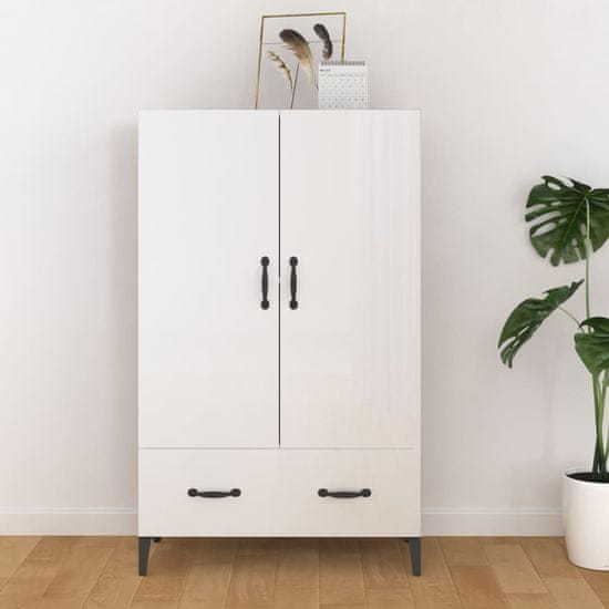 Vidaxl Visoka omarica visok sijaj bela 70x31x115 cm konstruiran les