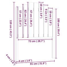 Vidaxl Posteljno vzglavje sivo 81x4x110 cm trdna borovina