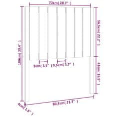 Vidaxl Posteljno vzglavje sivo 80,5x4x100 cm trdna borovina