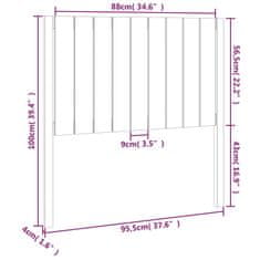 Vidaxl Posteljno vzglavje sivo 95,5x4x100 cm trdna borovina