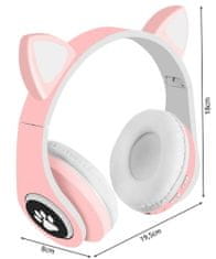 Malatec Roza LED brezžične slušalke z mačjimi ušesi + mikrofon