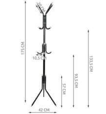 Malatec Kovinski obešalnik za plašče in klobuke 170cm črn