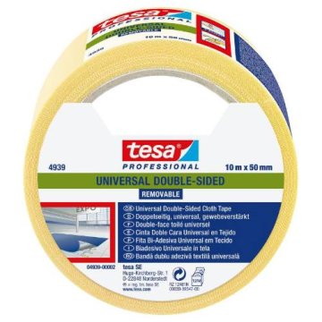 Tesa Dvostranski lepilni trak 4939, 10 m x 50 mm, odstranljiv, bel