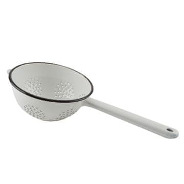 Emajliran cedilo ¤16 cm z ročajem, belo