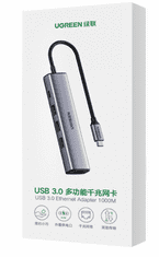 Ugreen USB-C priklopna postaja, USB3.0, 3x RJ45, USB-C (20932)