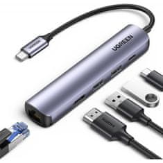 Ugreen USB-C priklopna postaja, USB3.0, 3x RJ45, USB-C (20932)