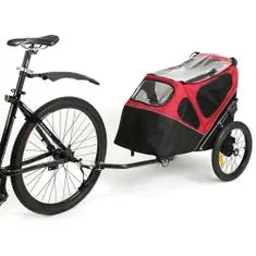 Duvo+ Kolesarska prikolica in voziček za sprehod za hišne ljubljenčke do 30 kg-ov - Črna/rdeča 123x62x96cm