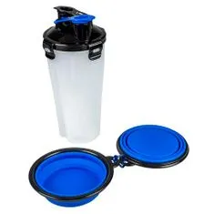 Duvo+ Potovalni komplet za hrano in vodo 350 ml - 11x11x23cm modra -črna