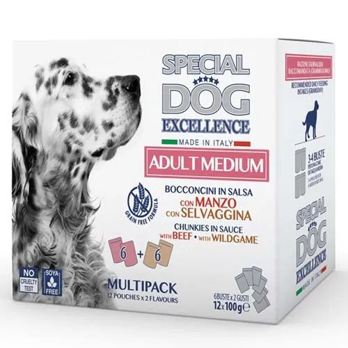 Monge Special dog Excellence Medium Adult mokra hrana za pse, govedina/divjačina, 12x100 g