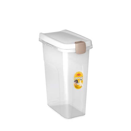 Stefanplast Pet food Container 39x24x51cm 25l prozorna/z belo posoda za shranjevanje hrane za 10kg hrane