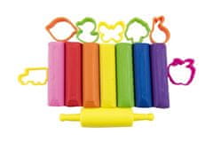 Teddies Modelirni plastelin NARA 430g 8 kosov z matricami 10 kosov z valjčkom z dodatki v plastični škatli
