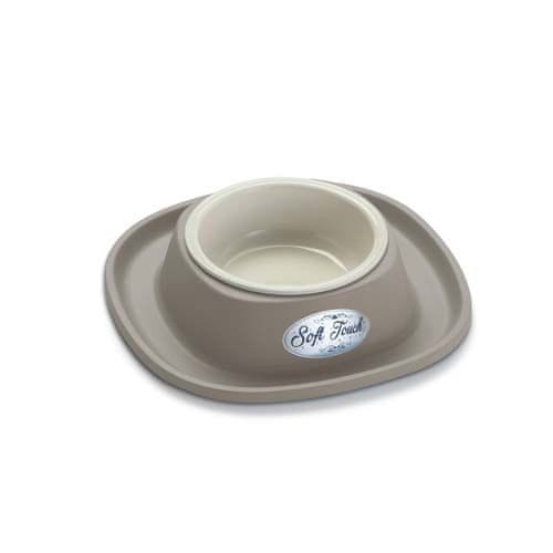 COBBYS PET Soft Touch PP 20x20x3,5cm držalo za skledo iz gume s plastično posodo 0,23l