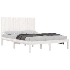 Vidaxl Posteljni okvir bel iz trdne borovine 135x190 cm 4FT6