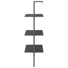 Vidaxl 3-nadstropni prislonski regal črn 64x35x120,5 cm
