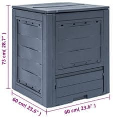 Greatstore Vrtni kompostnik 60x60x73 cm 260 L siv