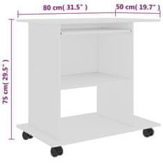 Vidaxl Računalniška miza bela 80x50x75 cm iverna plošča