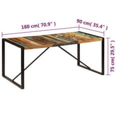 Vidaxl Jedilna miza 180x90x75 cm trden predelan les
