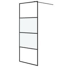 Vidaxl Pregrada za tuš črna 80x195 cm delno motno ESG steklo