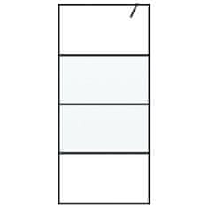 Vidaxl Pregrada za tuš črna 90x195 cm delno motno ESG steklo
