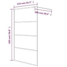 Vidaxl Pregrada za tuš srebrna 115x195 cm prozorno ESG steklo
