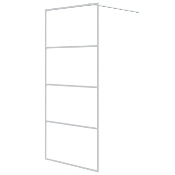 Vidaxl Pregrada za tuš bela 90x195 cm prozorno ESG steklo