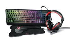 Trust Ziva gaming set, 4 v 1, tipkovnica, miška, podloga, slušalke, črn (24233) - odprta embalaža