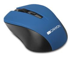 Canyon optična brezžična miška CMSW1, nastavljiva ločljivost 800/1000/1200 dpi, 4 tl, USB nano sprejemnik, modra