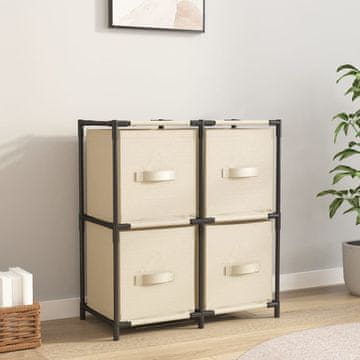 Vidaxl vidaXL Omarica za shranjevanje s 4 košarami iz blaga kremne barve 63x30x71 cm jeklo