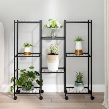 Vidaxl vidaXL Stojalo za rastline s kolesi 83x25x83,5 cm črno železo