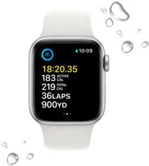 Apple Watch SE 2022 pametna ura, 40 mm, ohišje Silver, pašček White (MNJV3BS/A)