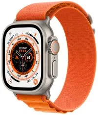 Apple Ultra Cellular pametna ura, 49 mm, ohišje Titanium, pašček Orange Alpine Loop Medium (MQFL3BS/A)